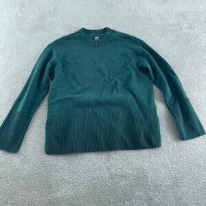 Gap Green Cotton Knit Sweater Womens S Crewneck Long Sleeve Ribbed Hem NWT 2774